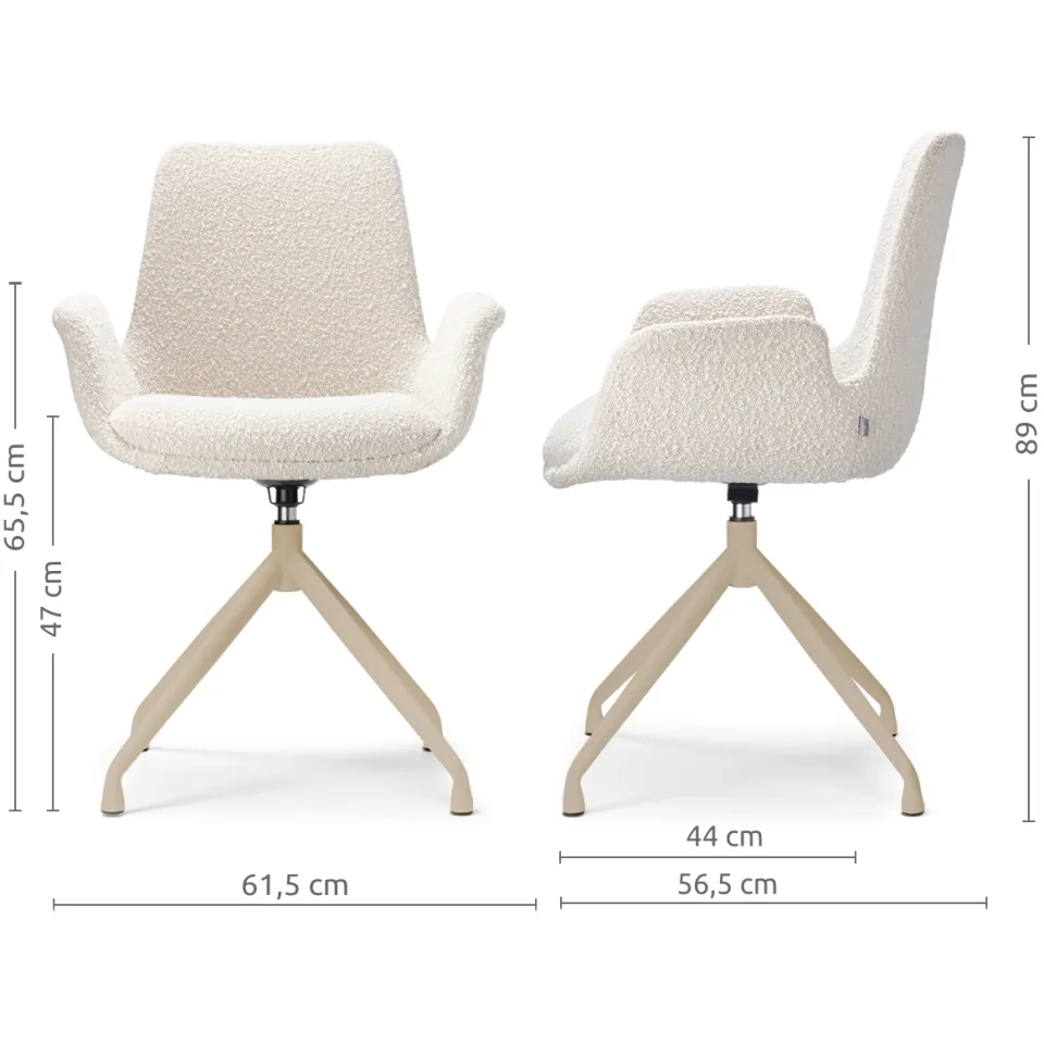 Nolon Nola-Eef draaibare eetkamerstoel bouclé beige - beige onderstel, foto 2