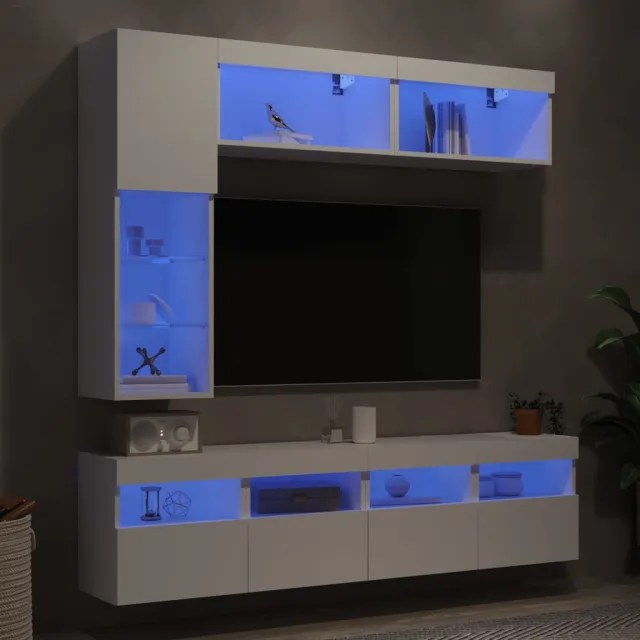 vidaXL 7-delige Tv-wandmeubelset met LED-verlichting wit, foto 2