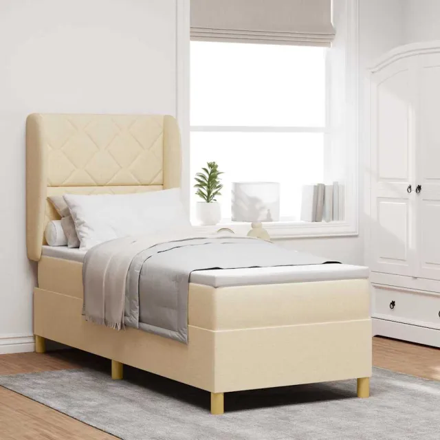 vidaXL Boxspringbed met hoofdeinde Crème 200 x 80 cm Stof