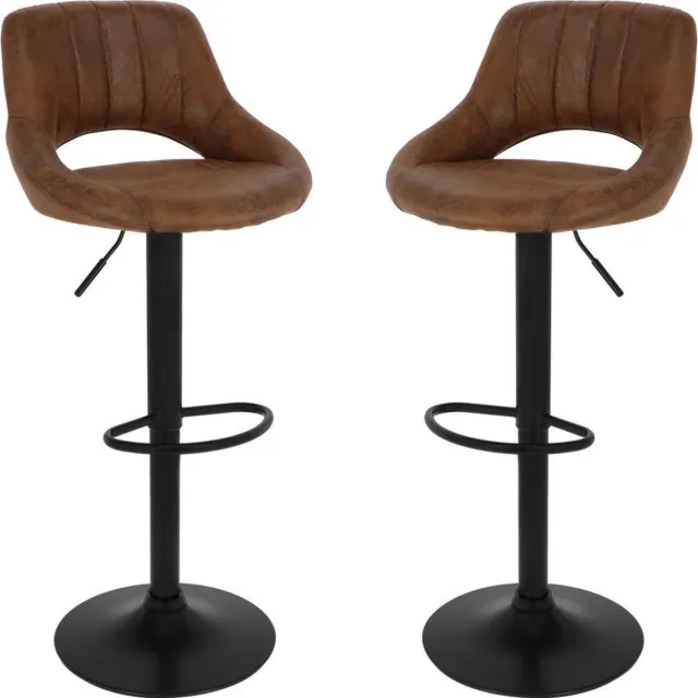 Alora 4 You Alora Barkruk Industrial Donkerbruin - Barkrukken set van 2 - Barstoel Kruk - Barstoelen met rugleuning - Keukenstoel