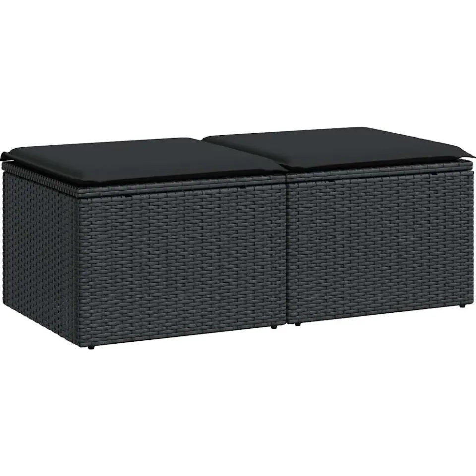 vidaXL 2-delige Loungeset met kussens poly rattan acacia zwart