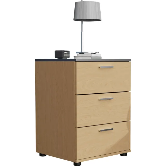 Vcm Houten nachtkastje bijzettafel lade console nachtkastje Testalo Honing eik / Antraciet