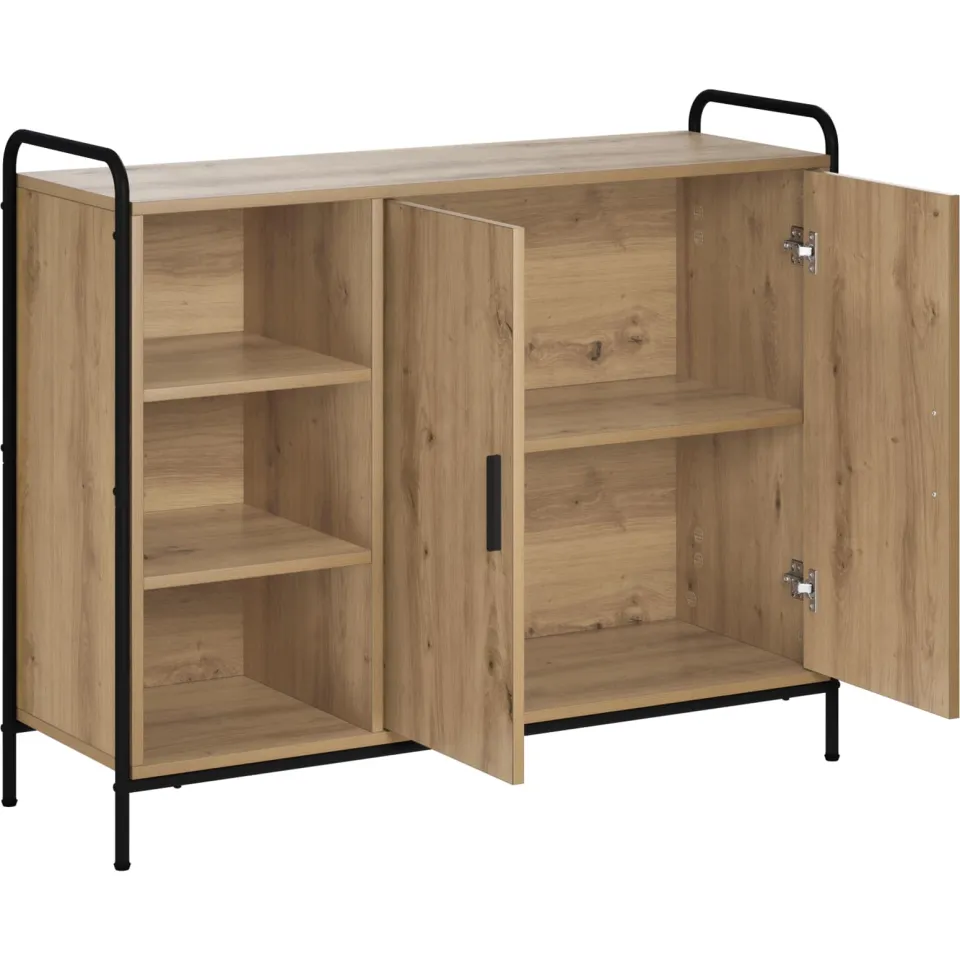 vidaXL Dressoir Artisanaal eiken 97 x 33 x 81 cm Bewerkt hout