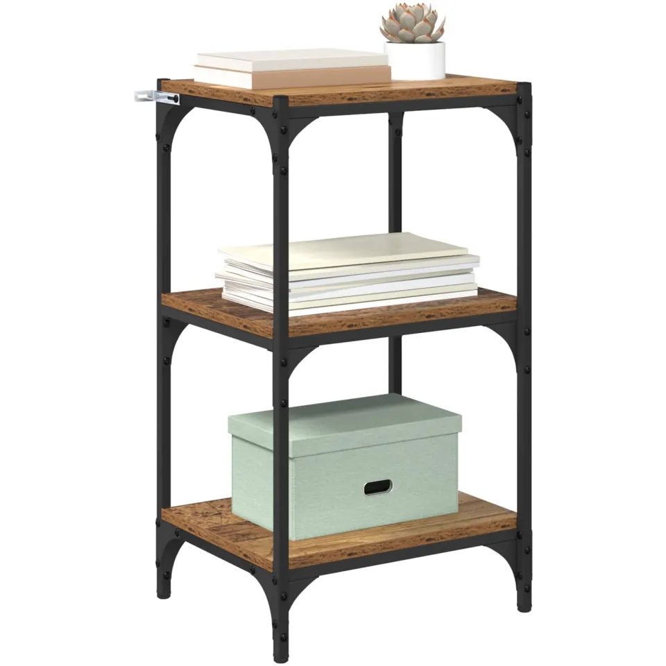 vidaXL Boekenkast Oud hout 40 x 33 x 70,5 cm Gemonteerd hout en ijzer bruin, foto 2