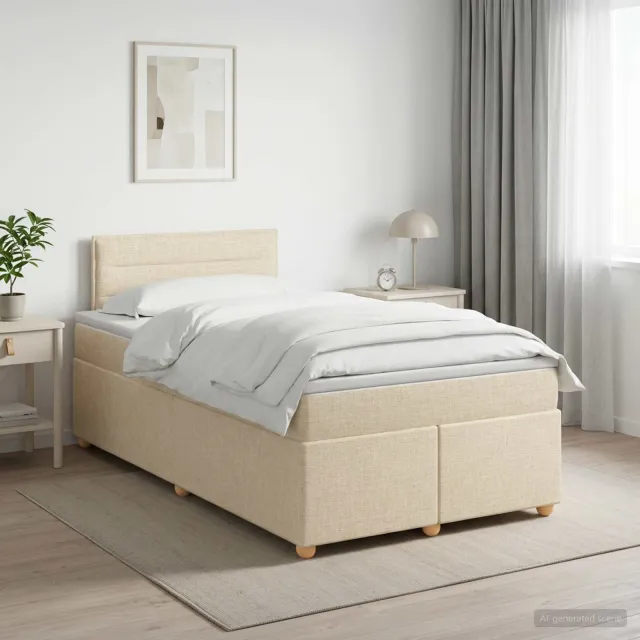 vidaXL Boxspringbed met matras Crèmekleurig 120 x 200 cm Stof