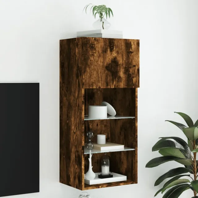 vidaXL Tv-meubel met LED-verlichting 40,5x30x90 cm gerookt eikenkleur Bruin