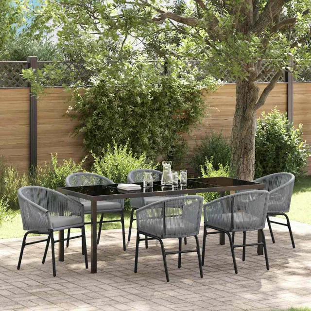 vidaXL Tuin eettafelset 7 st Antraciet Gepoedercoat staal, foto 2