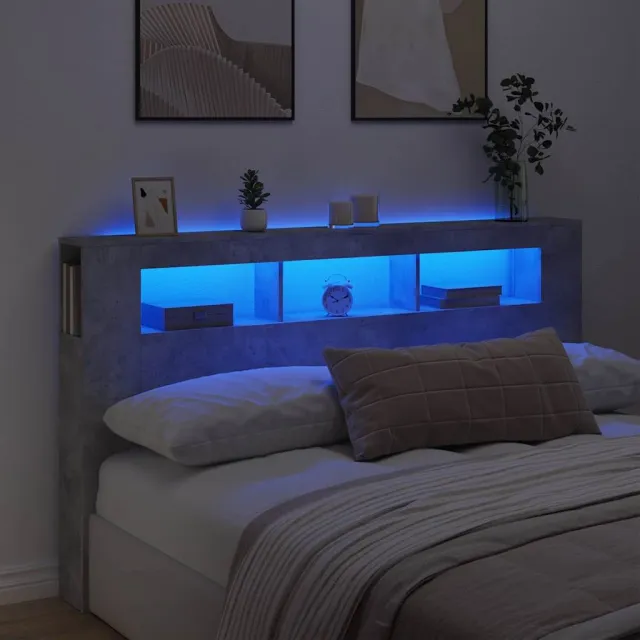 vidaXL Hoofdeinde met LED 180x18,5x103,5 cm bewerkt hout grijs sonoma