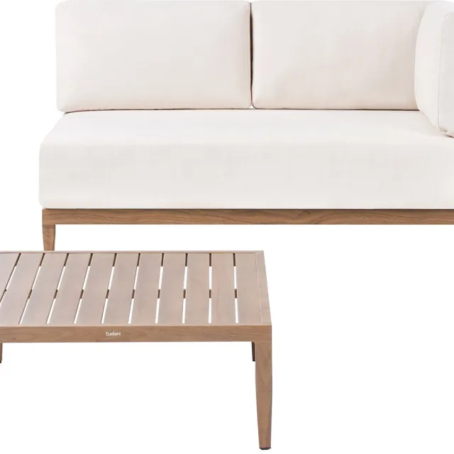 Beliani SAMPIERI - Tuinbank met salontafel - Bruin/ Lichtbeige - Aluminium