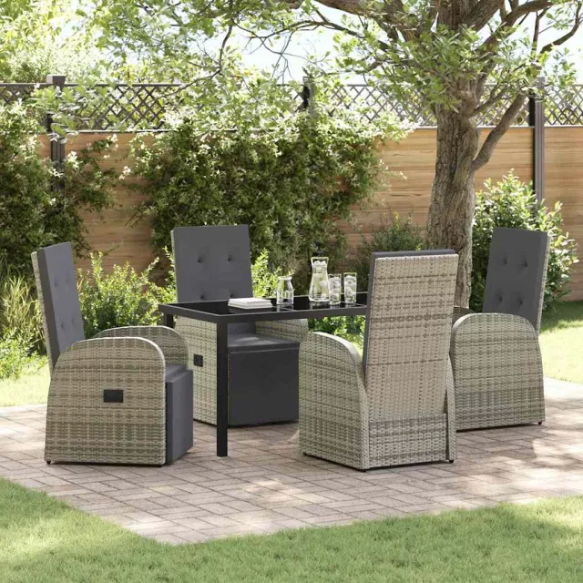 vidaXL Tuin eettafelset 5 st Grijs poly rattan, foto 2