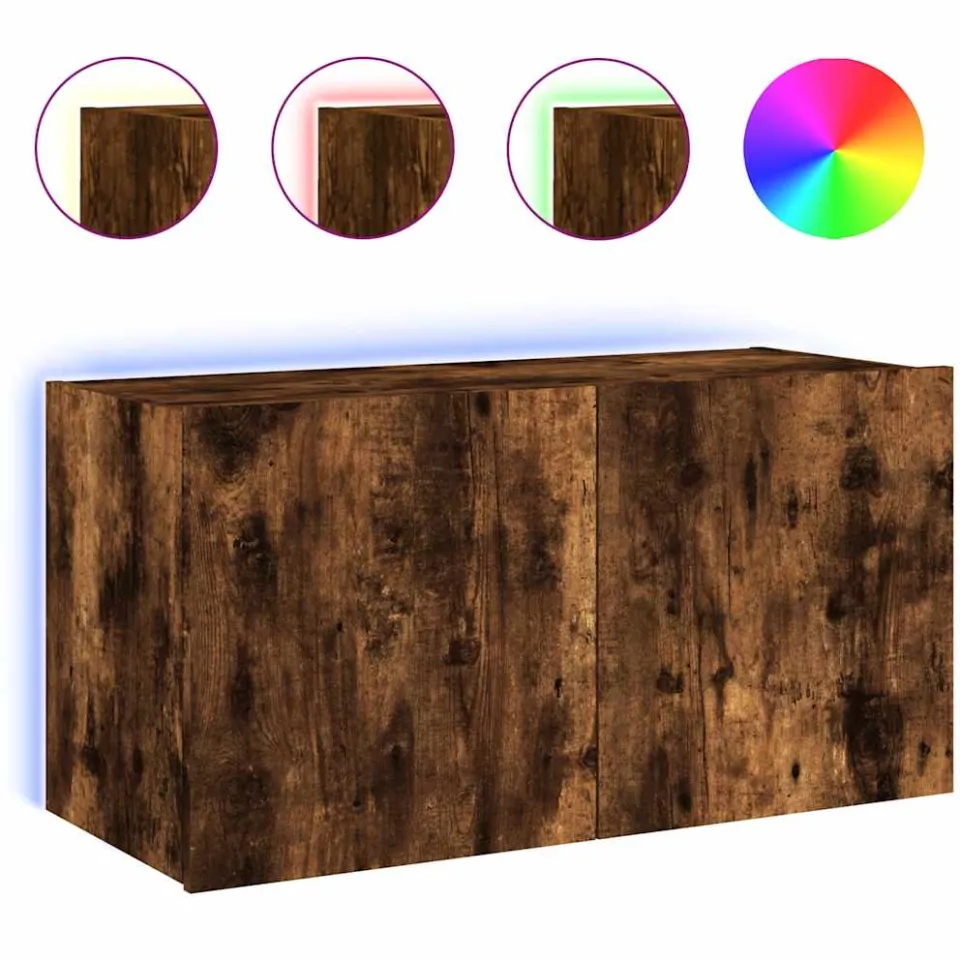 vidaXL Tv-wandmeubel met LED-verlichting 80x35x41 cm gerookt eiken
