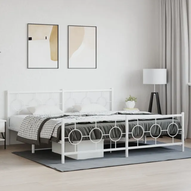vidaXL Bedframe met hoofd- en voeteneinde metaal wit 200x200 cm