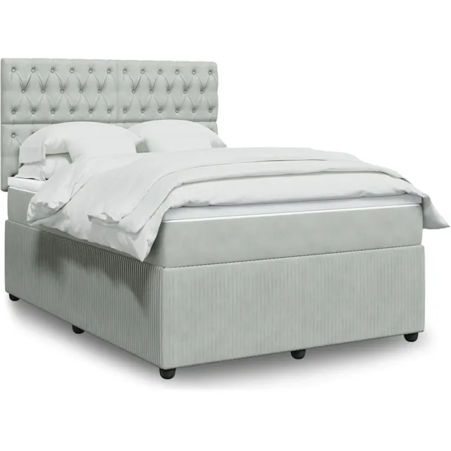 vidaXL Boxspring met matras fluweel lichtgrijs 140x200 cm grijs