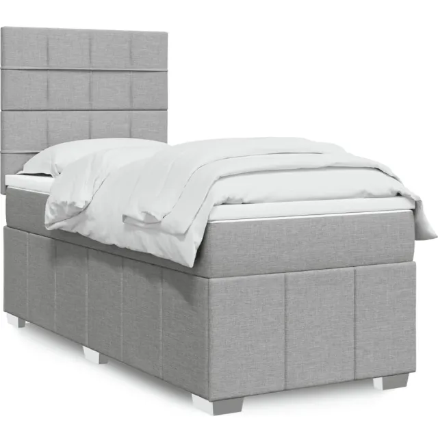 vidaXL Boxspring met matras stof lichtgrijs 90x200 cm grijs