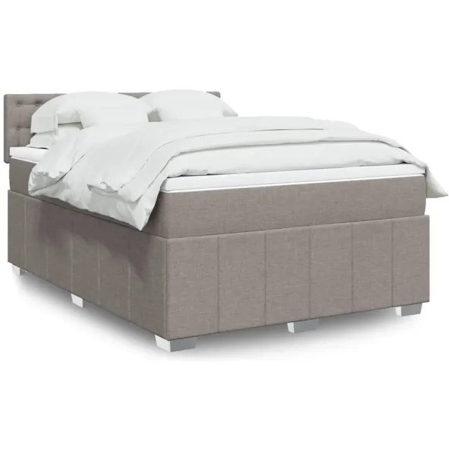 vidaXL Boxspring met matras stof taupe 160x200 cm