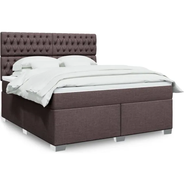 vidaXL Boxspring met matras stof donkerbruin 180x200 cm bruin