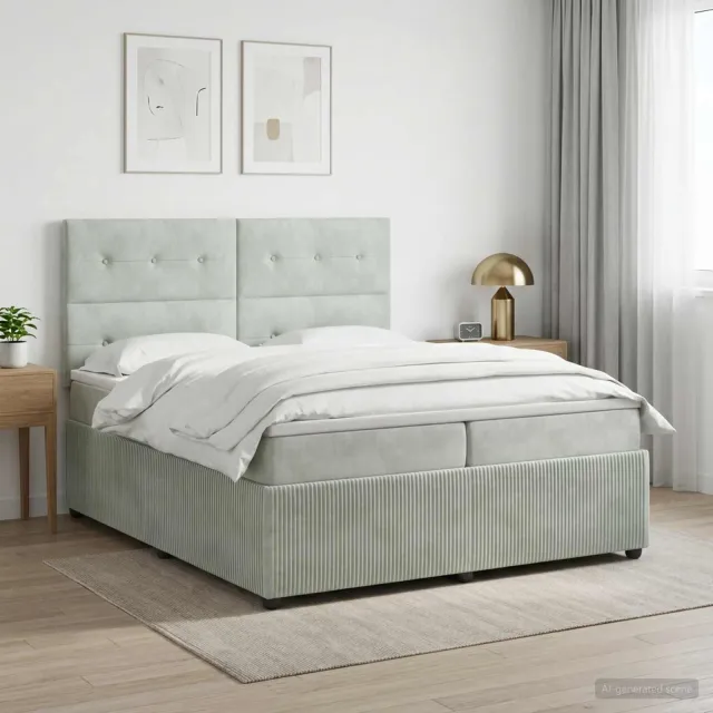 vidaXL Boxspringbed met matras Lichtgrijs 200 x 200 cm Fluweel