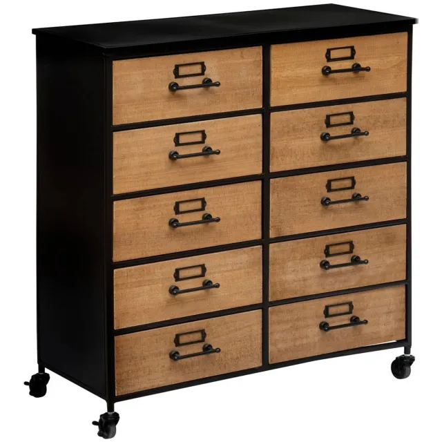 Atmosphera Créateur d'intérieur® Dubbele ladekast met 10 laden en wieltjes BARIS Noir