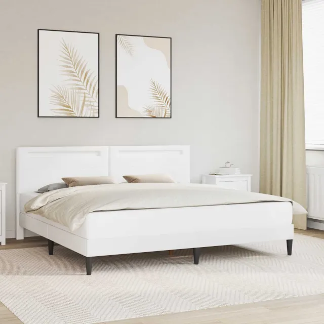 vidaXL Bedframe met LED-stripverlichting Wit 180 x 200 cm Kunstleer