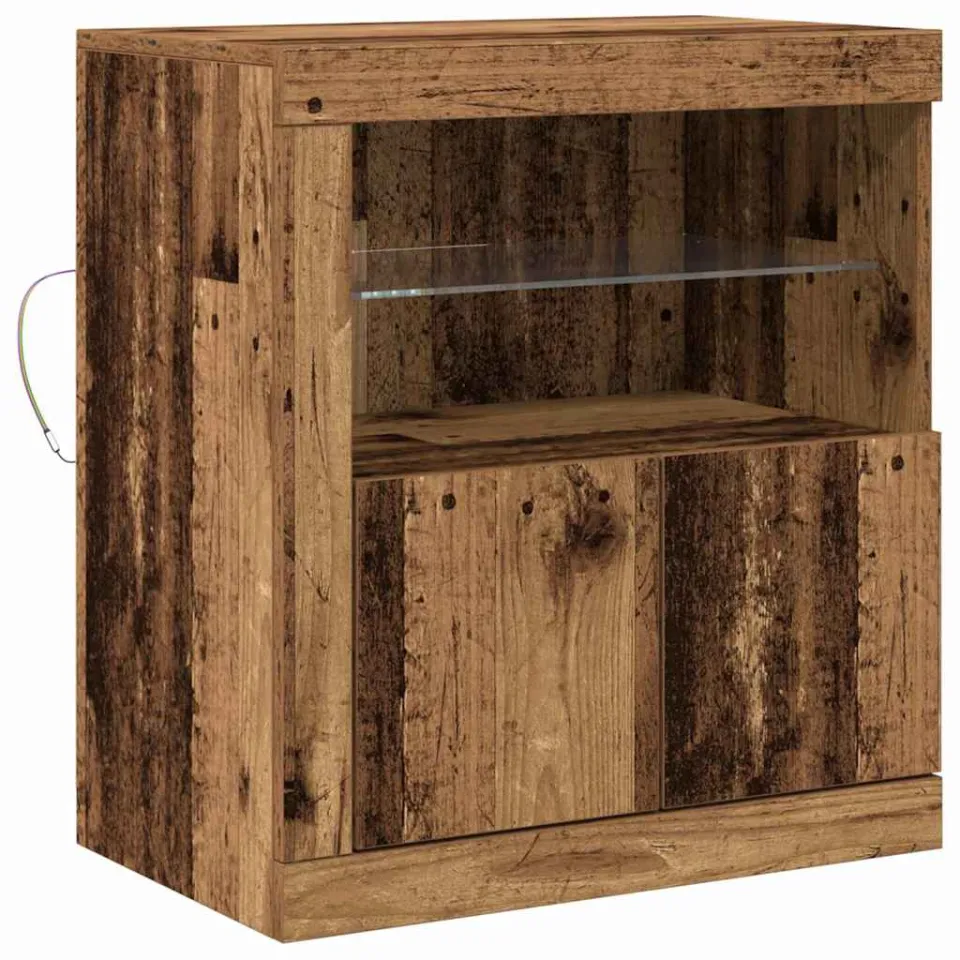 vidaXL LED Sideboard Bruin 60,5 x 37 x 67 cm Bewerkt hout, foto 3