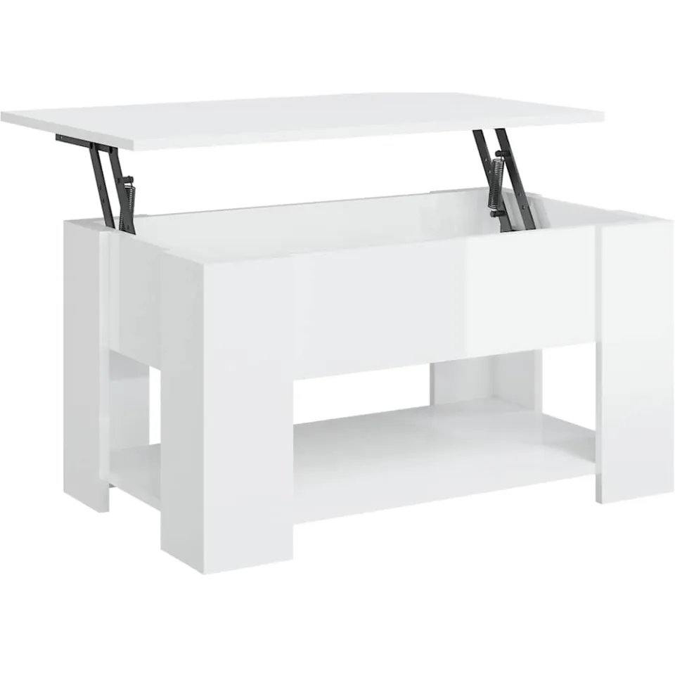 vidaXL Salontafel 79x49x41 cm bewerkt hout hoogglans wit