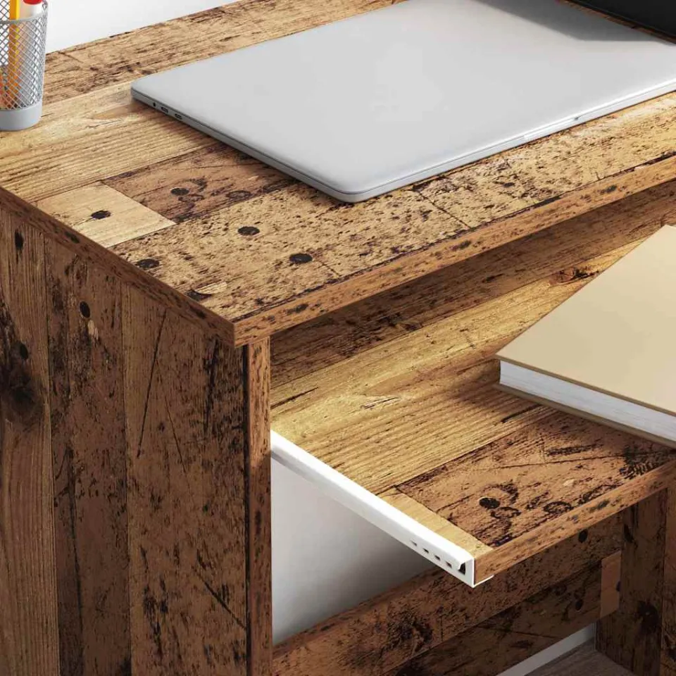 vidaXL Bureau Oud Hout 120,5 x 44 x 88,5 cm Bewerkt hout bruin, foto 4