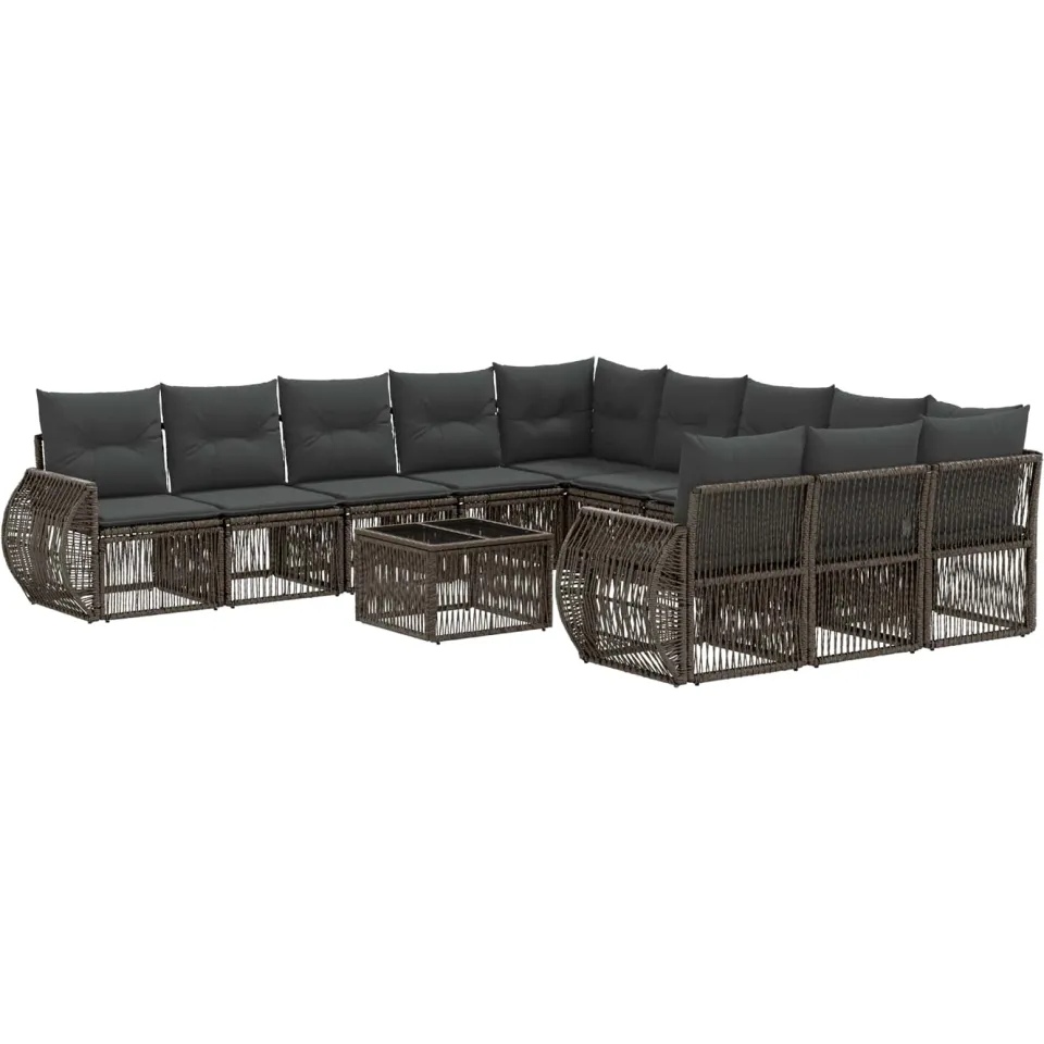 vidaXL Tuinbankenset 12 st Grijs en Donkergrijs poly rattan, foto 3