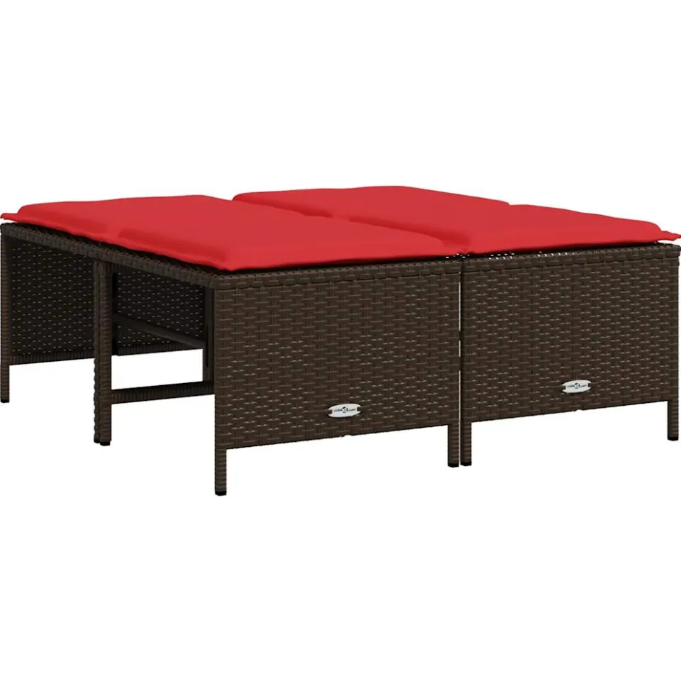vidaXL Tuinstoelen met kussens 4 stuks Bruin Poly Rotan, foto 3