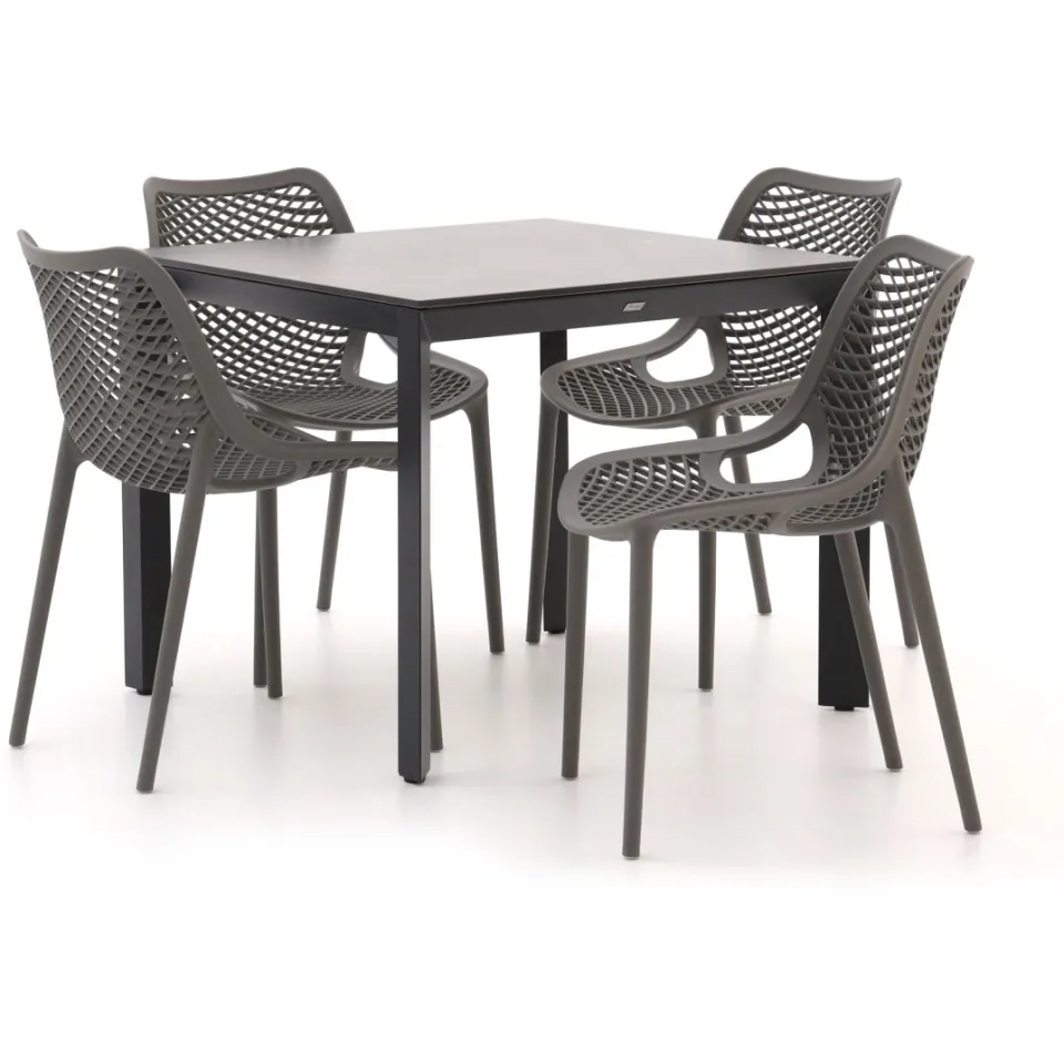 Forza Furniture Forza Ripi/Sestino 90cm dining tuinset 5-delig stapelbaar grijs, foto 4