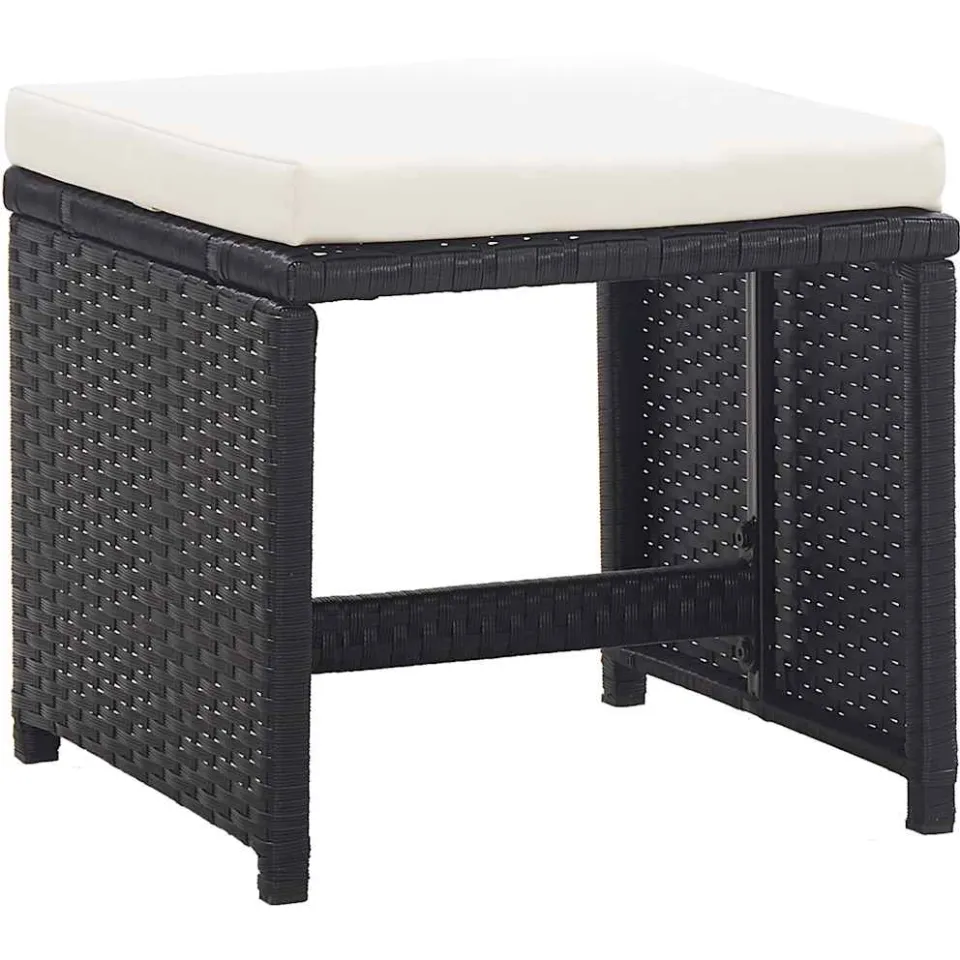 vidaXL 11-delige Tuinset met kussens poly rattan zwart, foto 4