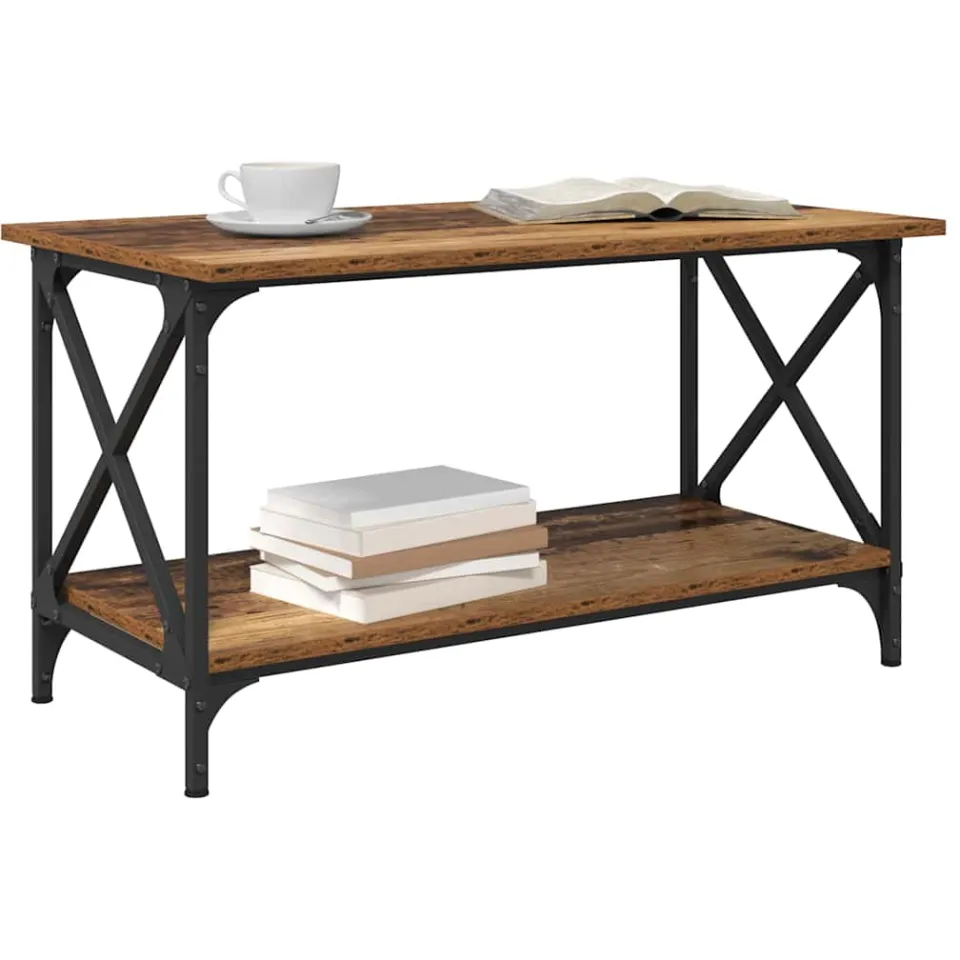 vidaXL Salontafel Oud hout 80 x 45 x 45.5 cm Bewerkt hout Bruin