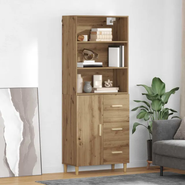 vidaXL Hoge kast Artisan Eiken 69,5 x 32,5 x 180 cm Bewerkt hout, foto 2