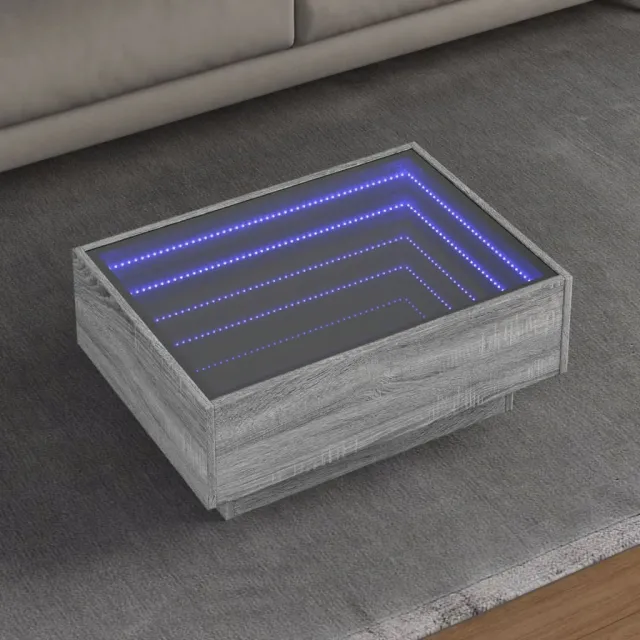 vidaXL Salontafel met LED 70x50x30 cm bewerkt hout grijs sonoma eiken, foto 2