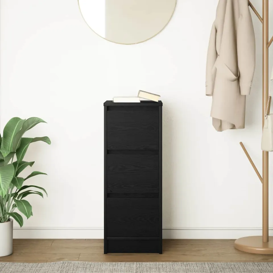 vidaXL Dressoir 29,5x34x76 cm spaanplaat zwart eikenkleurig, foto 3
