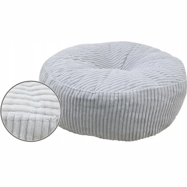 Syma Grijze Ronde Puf Roller 47x20 cm - Voetenbank & Decoratie Grijs