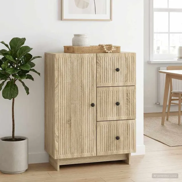 vidaXL Dressoir met lade Sonoma Eiken 66 x 34,5 x 90 cm Bewerkt hout Bruin