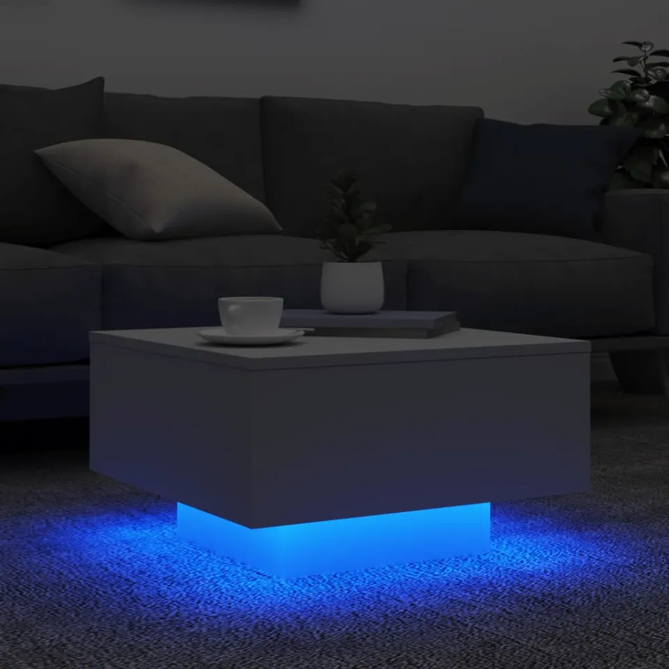 vidaXL Salontafel met LED-verlichting 55x55x31 cm wit, foto 3