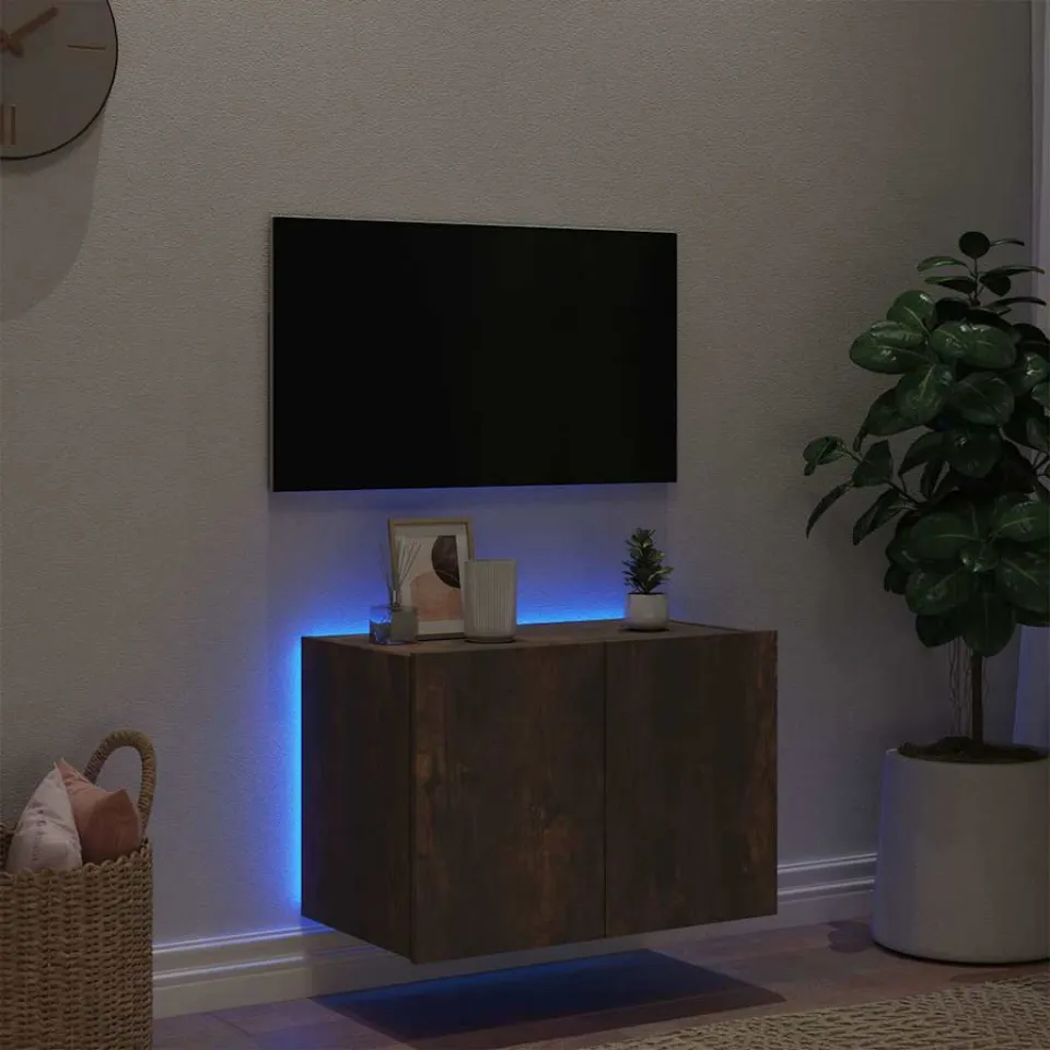 vidaXL Tv-wandmeubel met LED-verlichting 60x35x41 cm gerookt eiken, foto 2