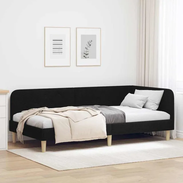 vidaXL Hoekbedframe Zwart 100 x 200 cm Stof
