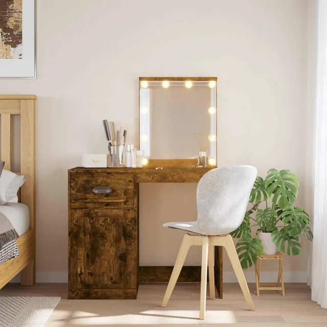 vidaXL Kaptafel met LED-verlichting 90x42x132,5 cm gerookt eikenkleur, foto 2