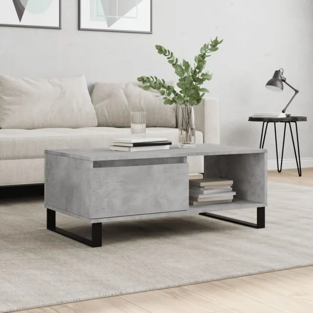 vidaXL Salontafel 90x50x36,5 cm bewerkt hout betongrijs grijs, foto 2