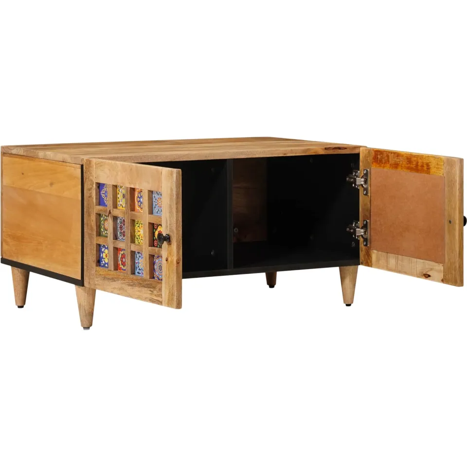 vidaXL Salontafel Naturel 80 x 50 x 40 cm Massief Mango Hout, foto 2