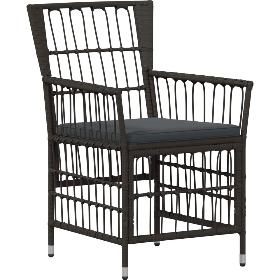 vidaXL Buiten eettafelset 7 st Zwart poly rattan