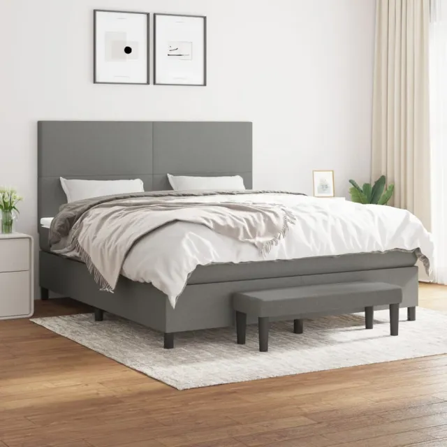 vidaXL Boxspring met matras stof donkergrijs 160x200 cm grijs