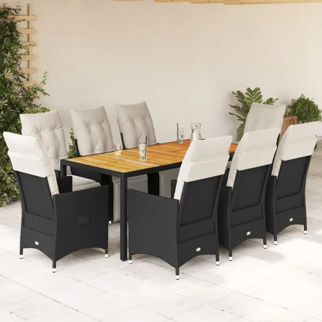 vidaXL 9-delige Tuinset poly rattan zwart, foto 2
