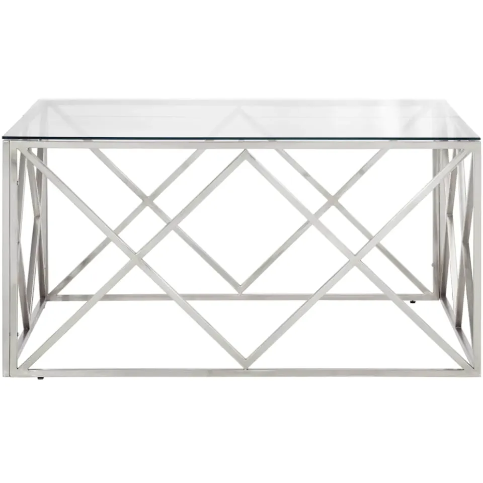 vidaXL Salontafel roestvrijstaal en gehard glas zilverkleurig