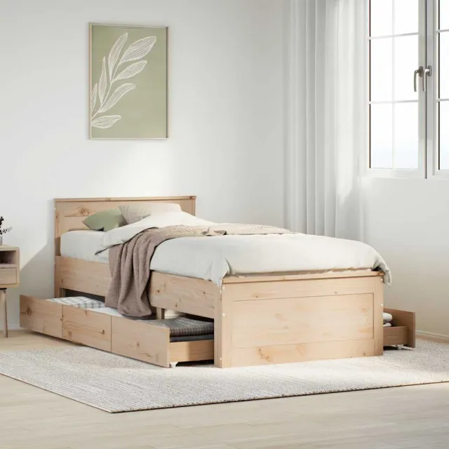 vidaXL Bedframe zonder matras met hoofdbord grenenhout 90x200 cm Bruin
