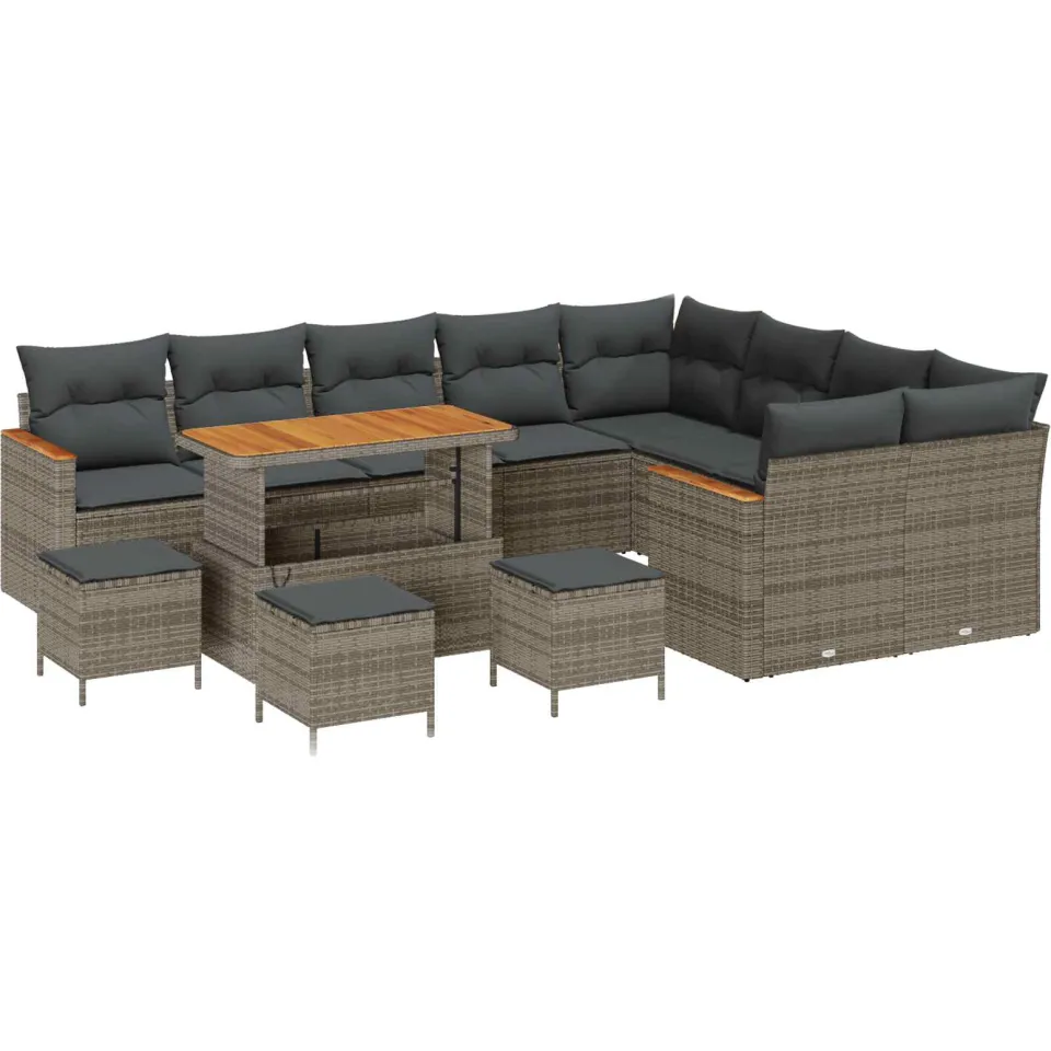 vidaXL Tuinbankenset 13 st Grijs poly rattan