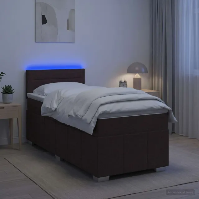 vidaXL Boxspringbed met matras Donkerbruin 90 x 200 cm Stof