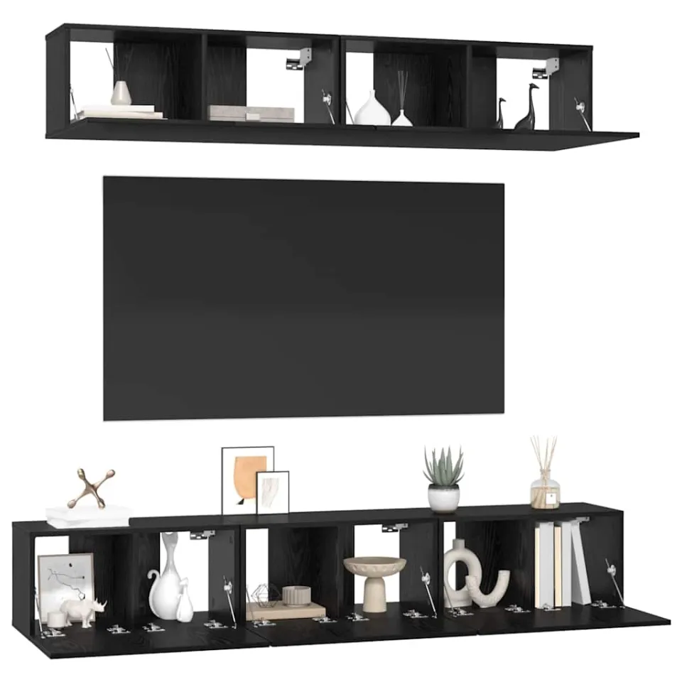 vidaXL Tv-meubelset 5 st Zwart Eiken Bewerkt hout, foto 3